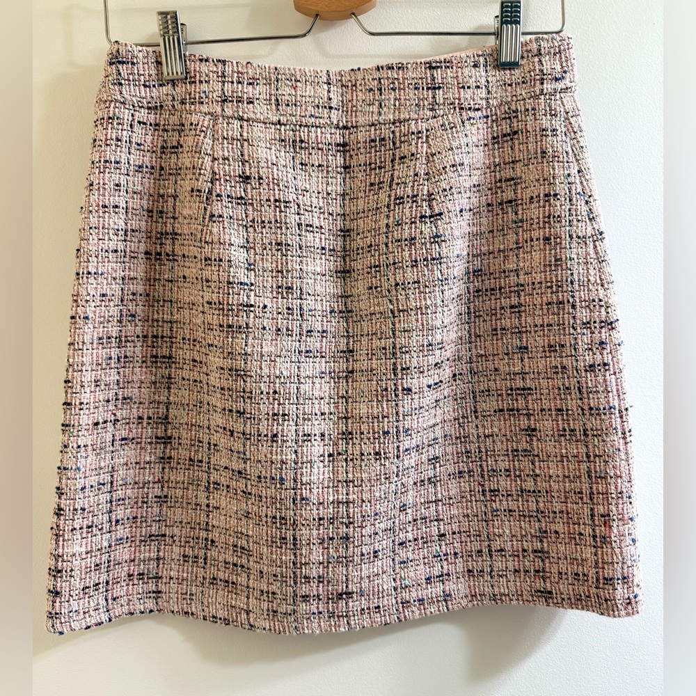 LOFT pink multicolored Tweed A-Line Skirt Size 2 - Picture 4 of 10